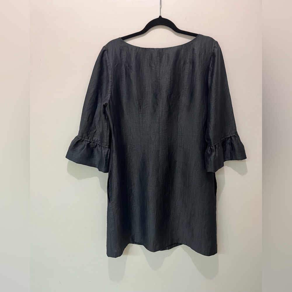 J. Crew Dark Grey Dupioni Silk Blend Shift Dress / Pockets - 14 - Picture 2 of 9